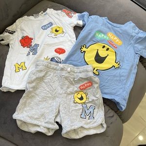 H & M Matching Set Shorts with two T-Shirts Size 12-18 M